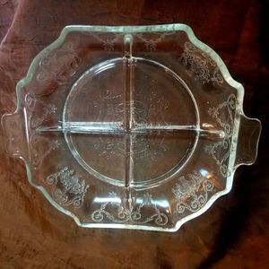 Vintage Clear Depression Glass 4 Divided Section Serving Relish Plate